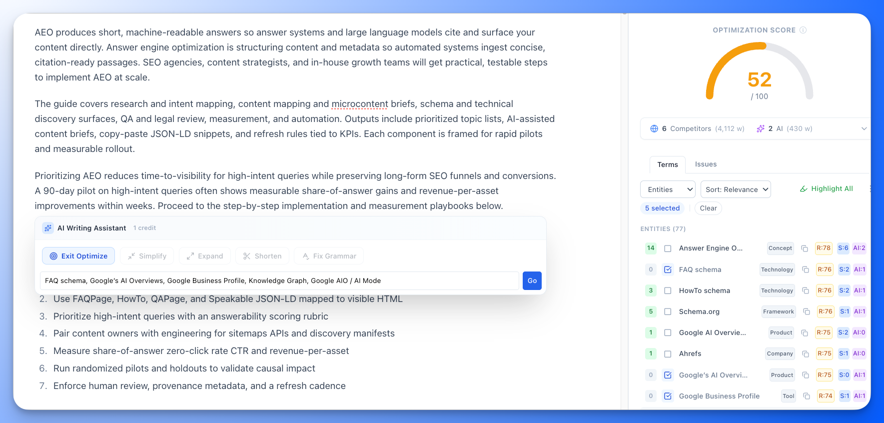 AI Writing Assistant Optimize