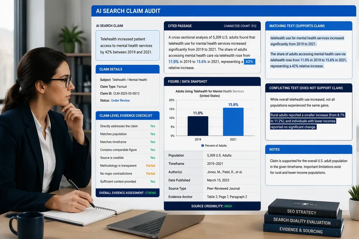 Claim-level evidence audit matching AI citations to source passages